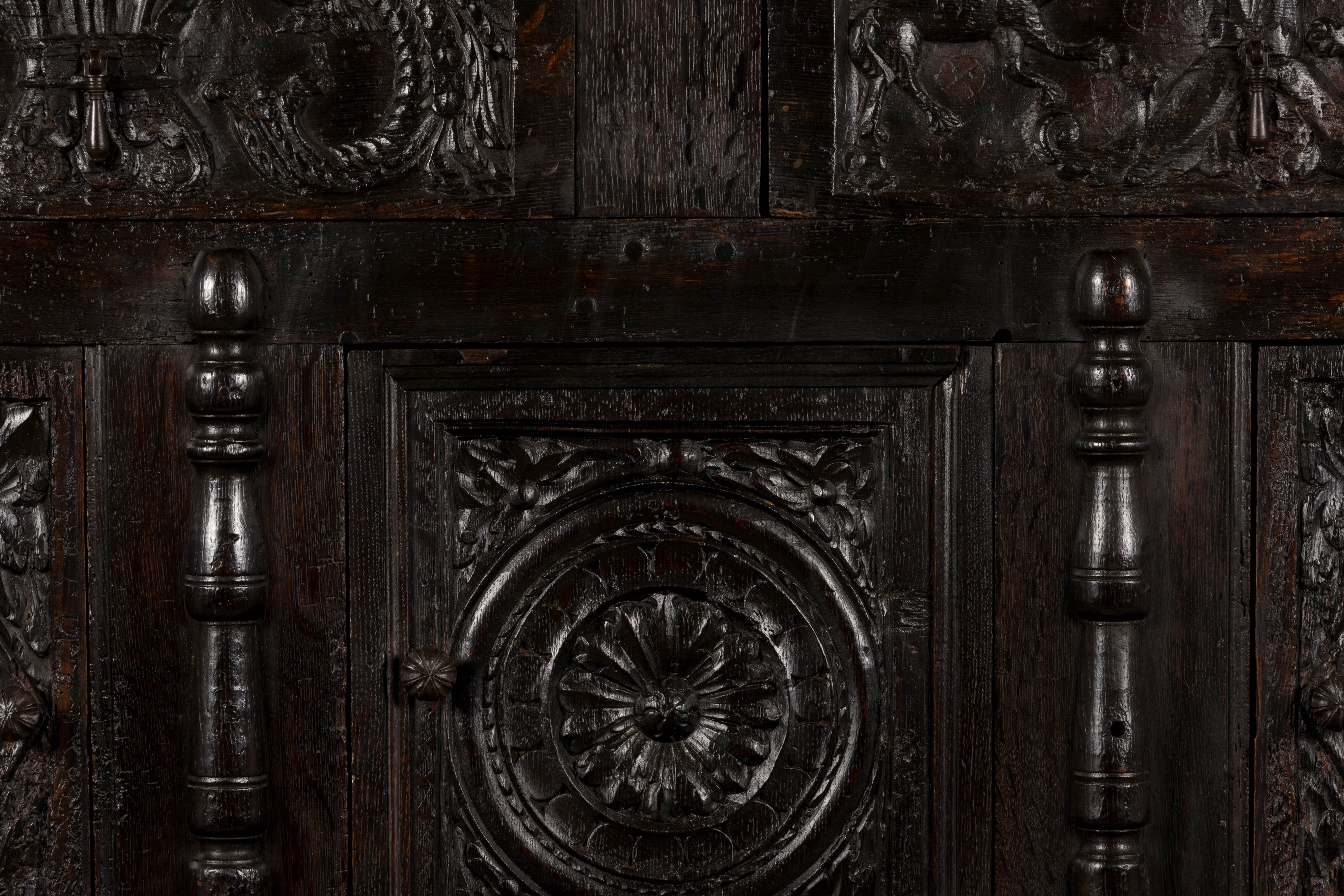 18th Century French Renaissance Carved Oak Cupboard Buffet
