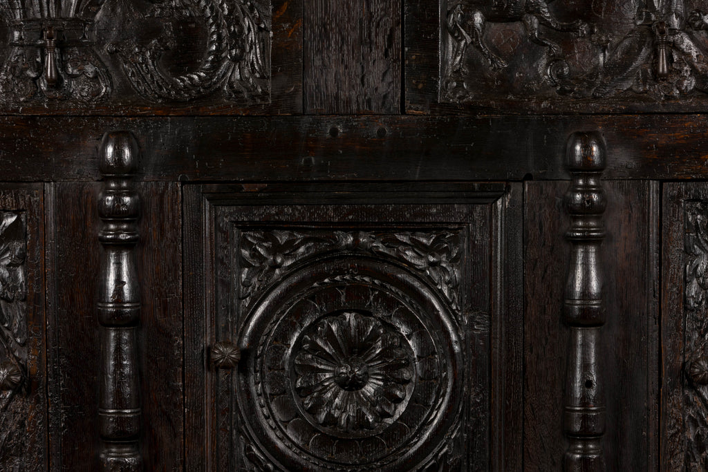 ON HOLD 18th Century French Renaissance Carved Oak Cupboard Buffet