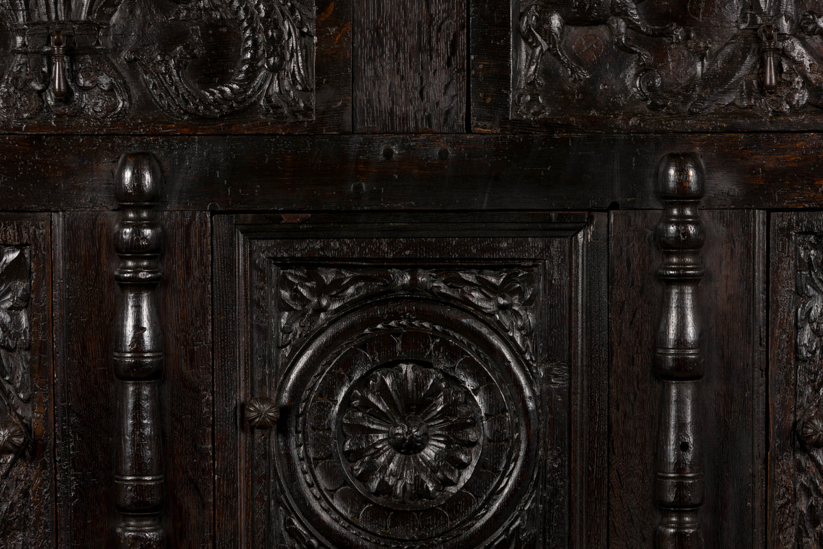 18th Century French Renaissance Carved Oak Cupboard Buffet