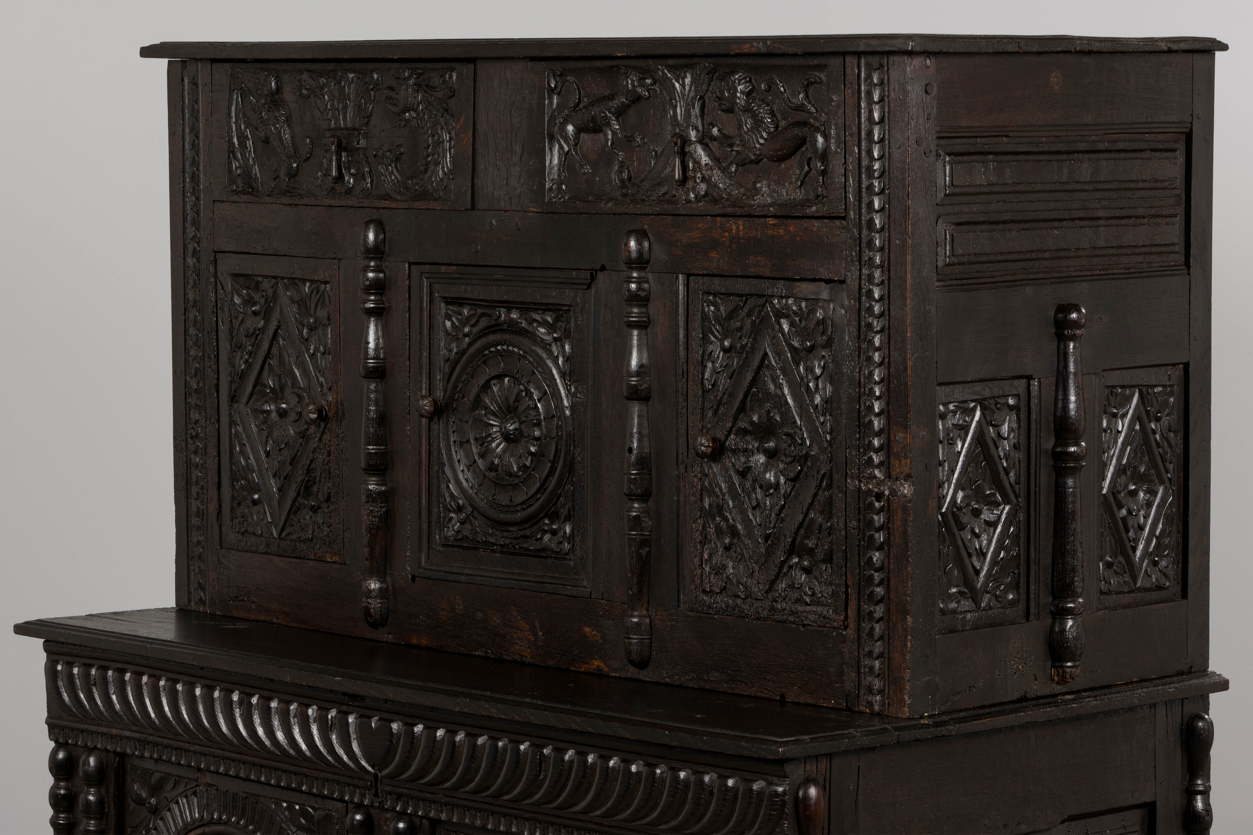 18th Century French Renaissance Carved Oak Cupboard Buffet