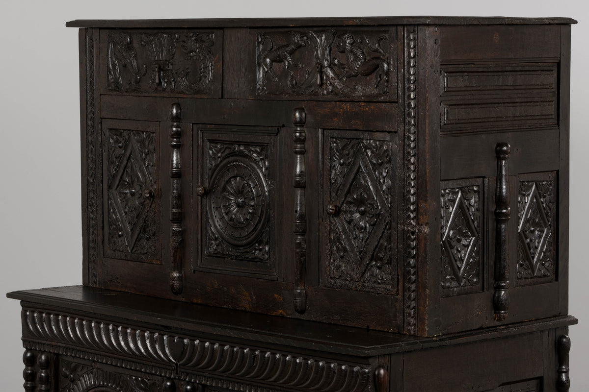 18th Century French Renaissance Carved Oak Cupboard Buffet