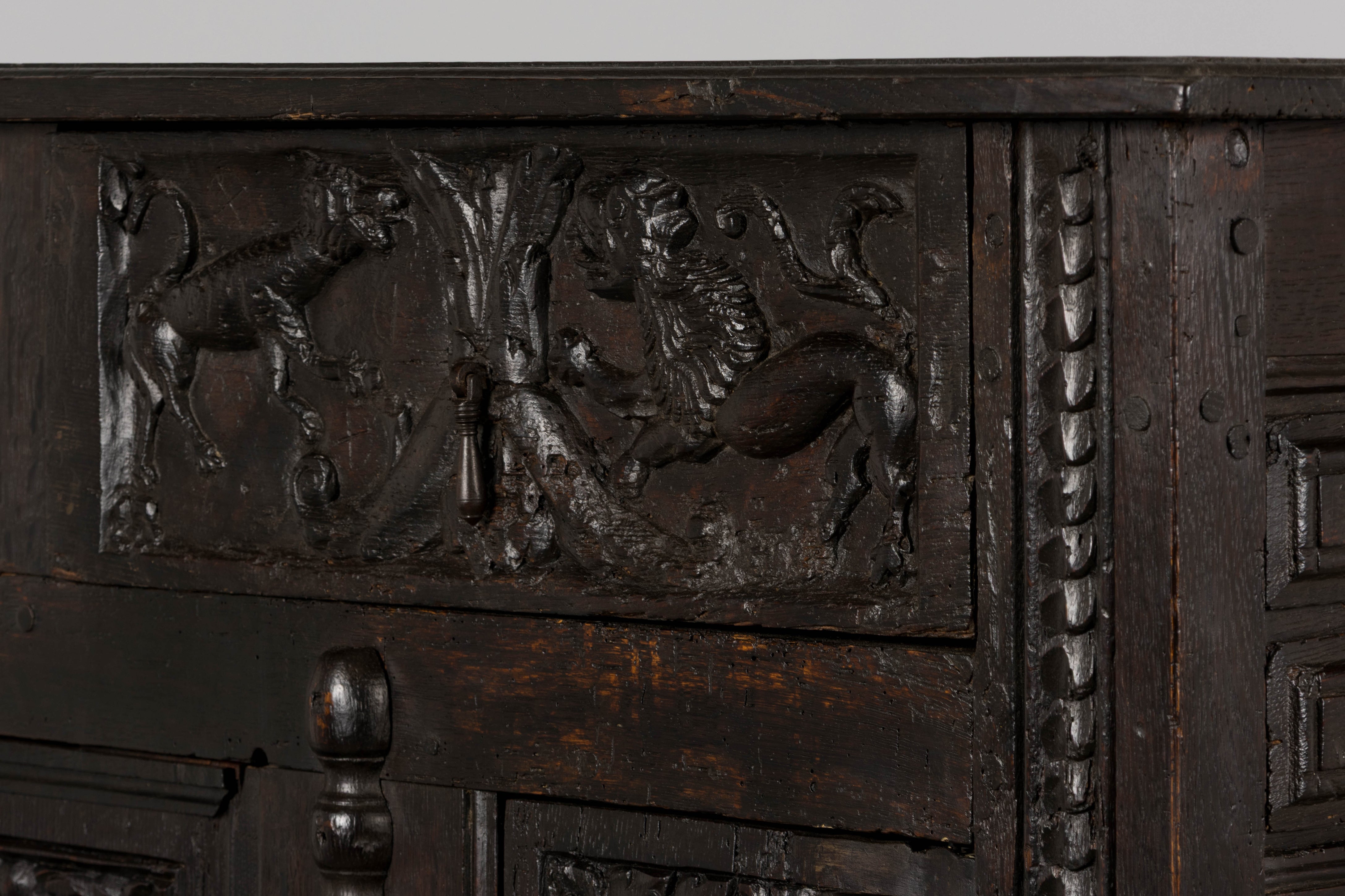 18th Century French Renaissance Carved Oak Cupboard Buffet