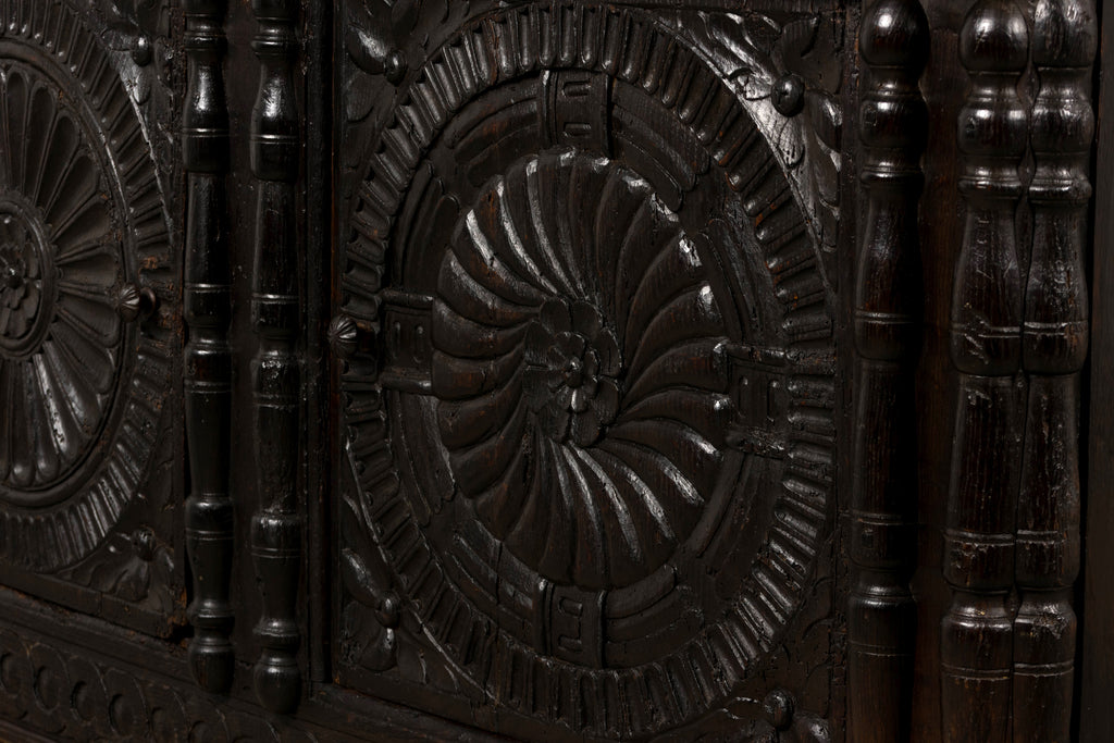 ON HOLD 18th Century French Renaissance Carved Oak Cupboard Buffet