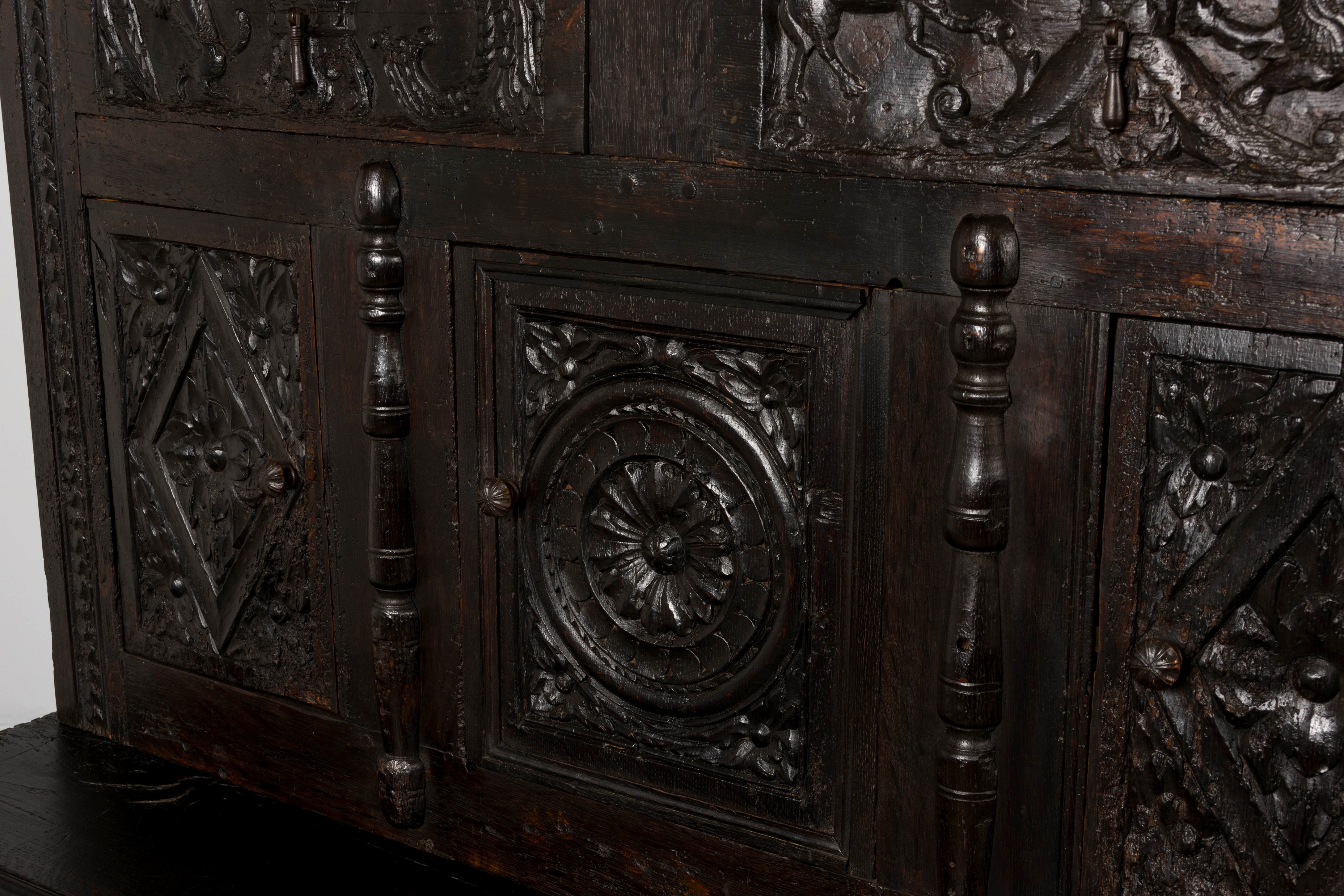 18th Century French Renaissance Carved Oak Cupboard Buffet