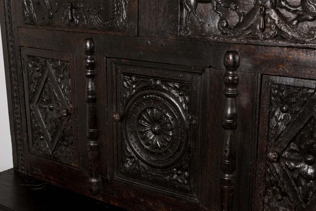 ON HOLD 18th Century French Renaissance Carved Oak Cupboard Buffet