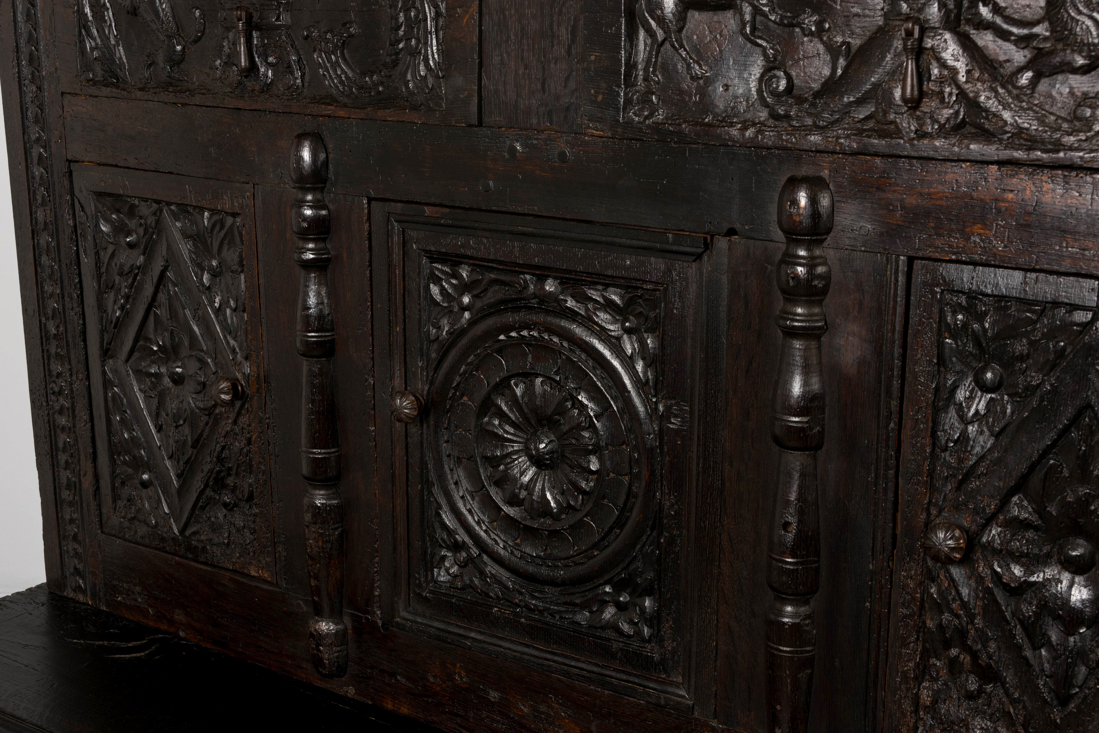 ON HOLD 18th Century French Renaissance Carved Oak Cupboard Buffet