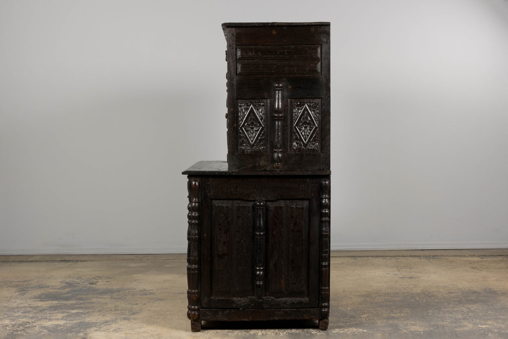 ON HOLD 18th Century French Renaissance Carved Oak Cupboard Buffet