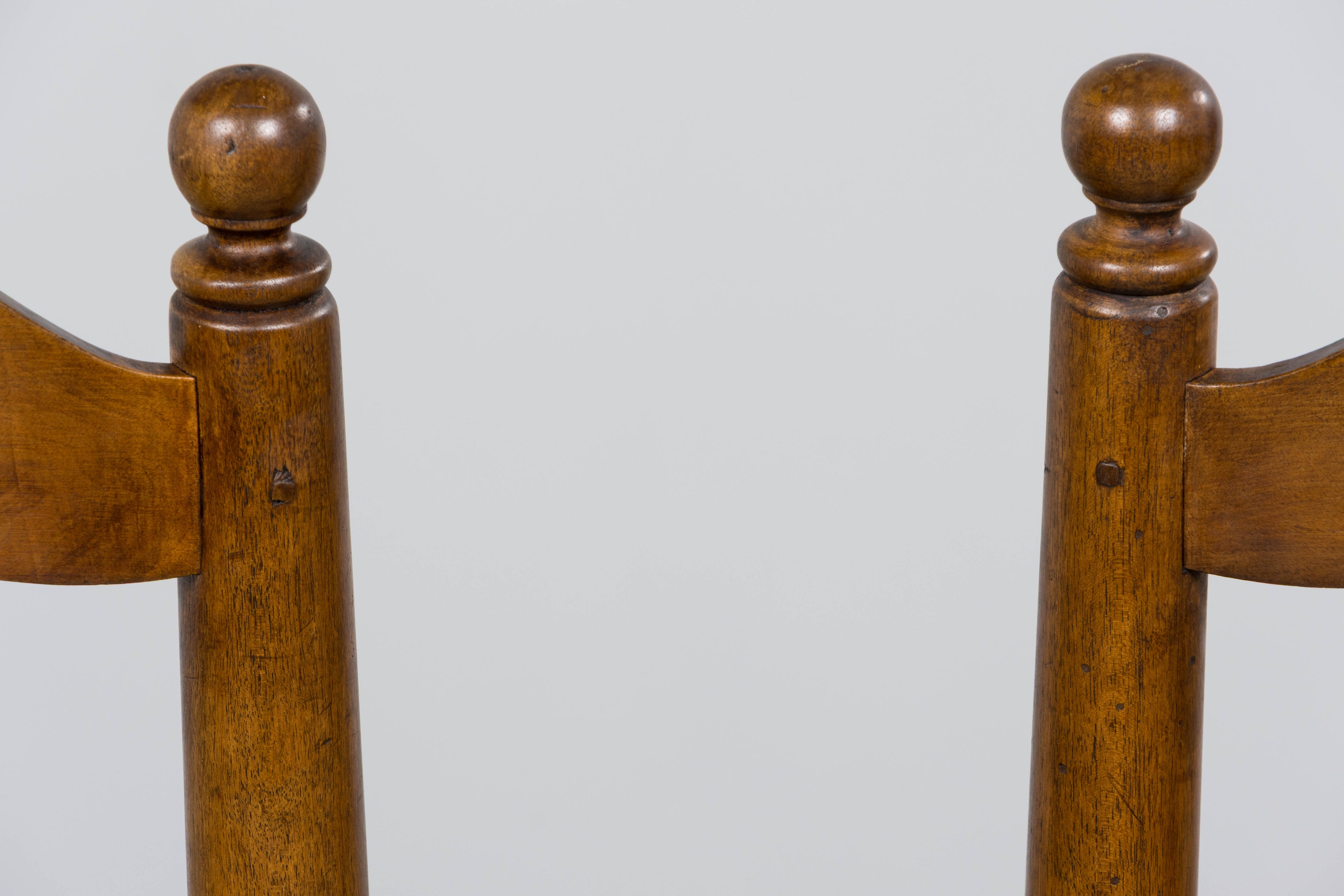 Antique French Provincial Ladderback Walnut Dining Chairs with Rush Seats – Set of 6