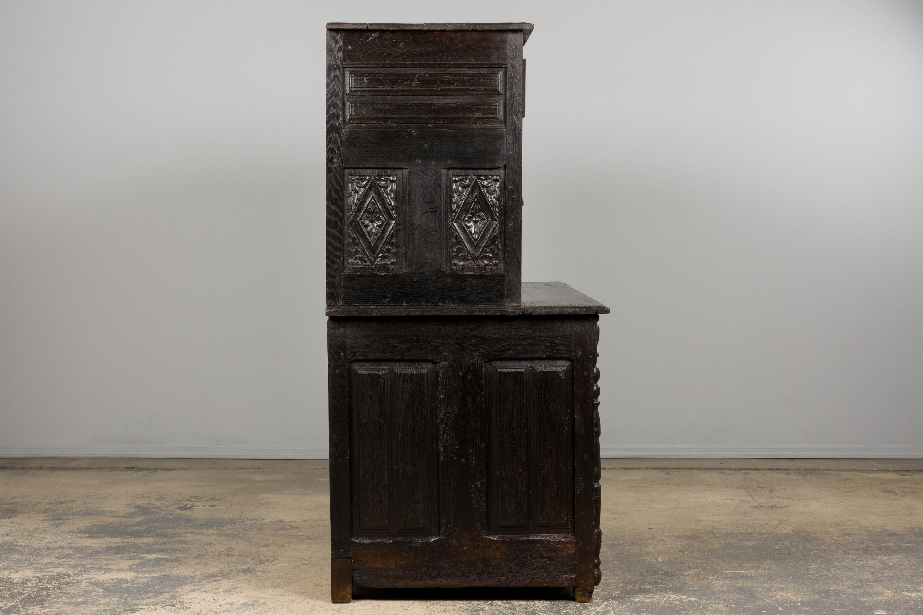ON HOLD 18th Century French Renaissance Carved Oak Cupboard Buffet