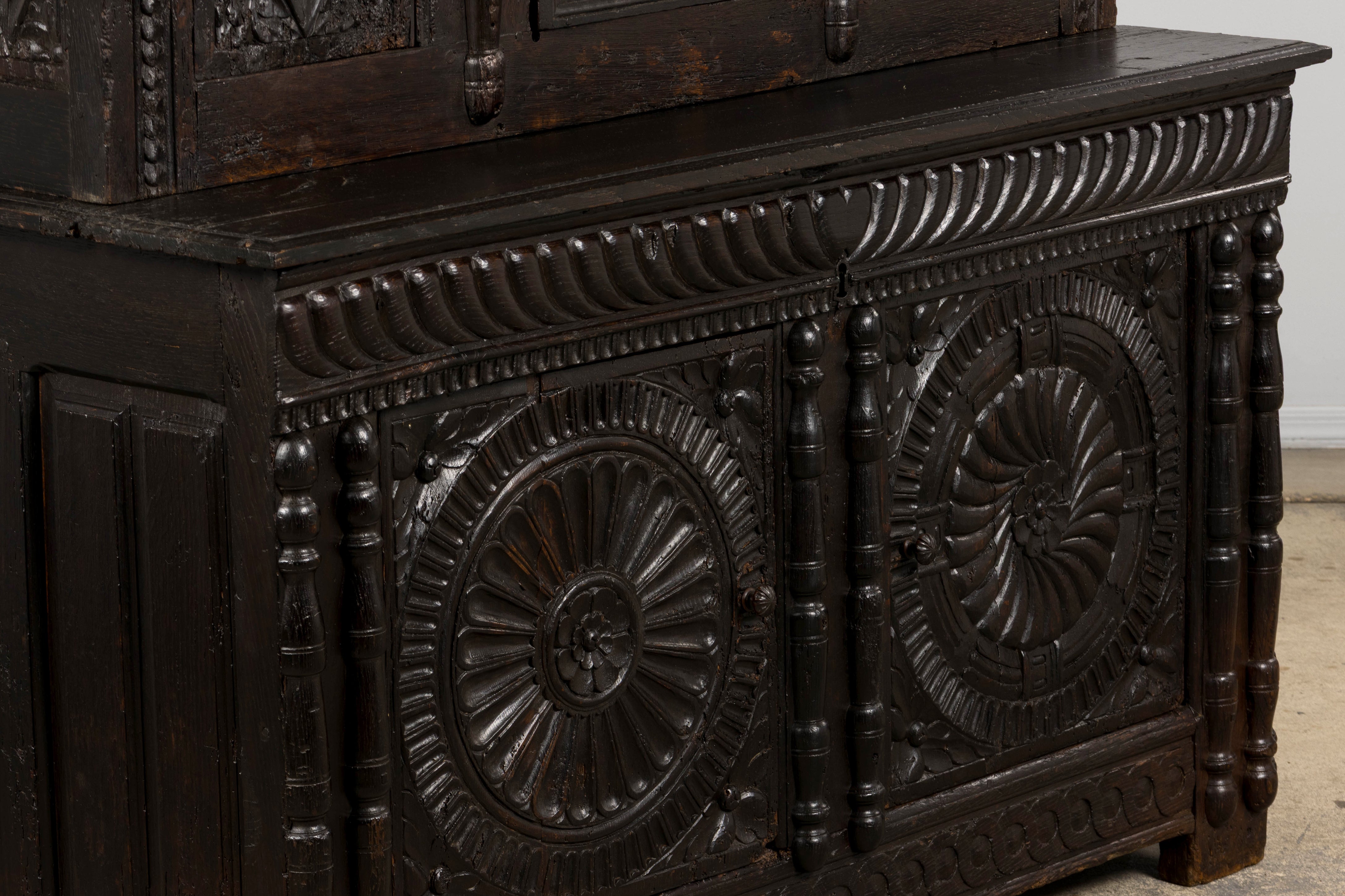 18th Century French Renaissance Carved Oak Cupboard Buffet