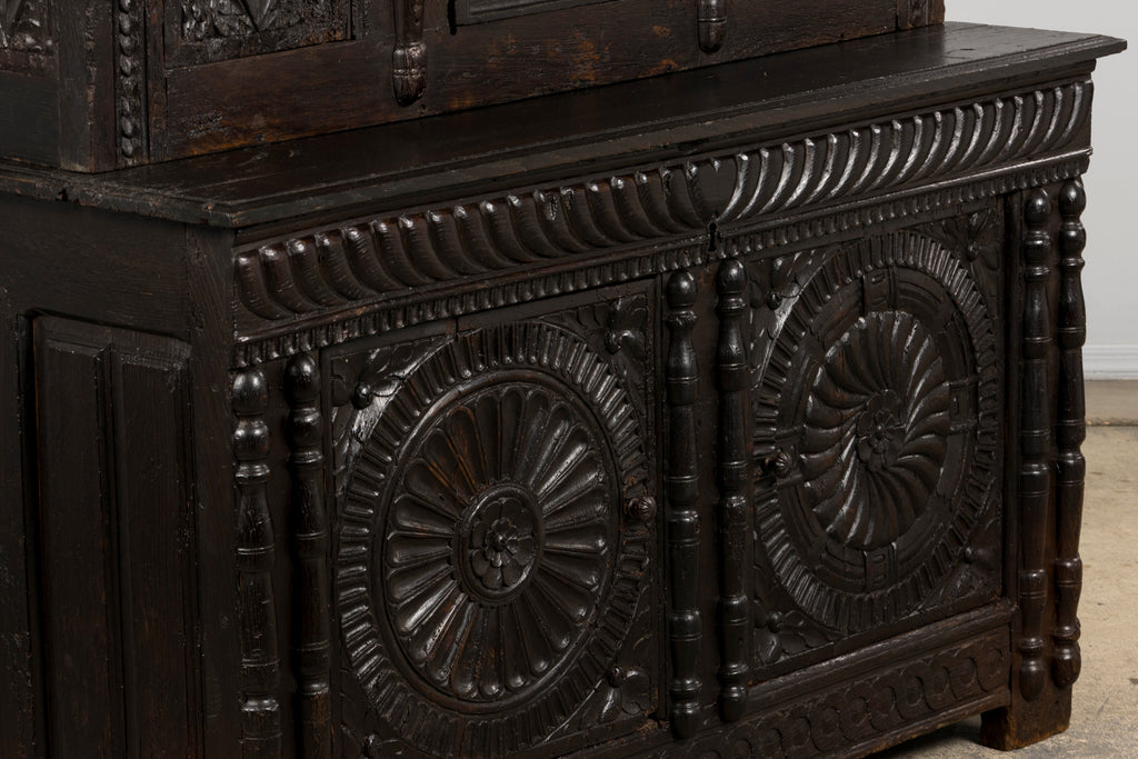 ON HOLD 18th Century French Renaissance Carved Oak Cupboard Buffet