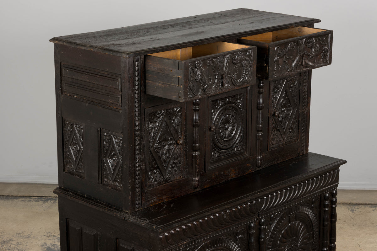 18th Century French Renaissance Carved Oak Cupboard Buffet