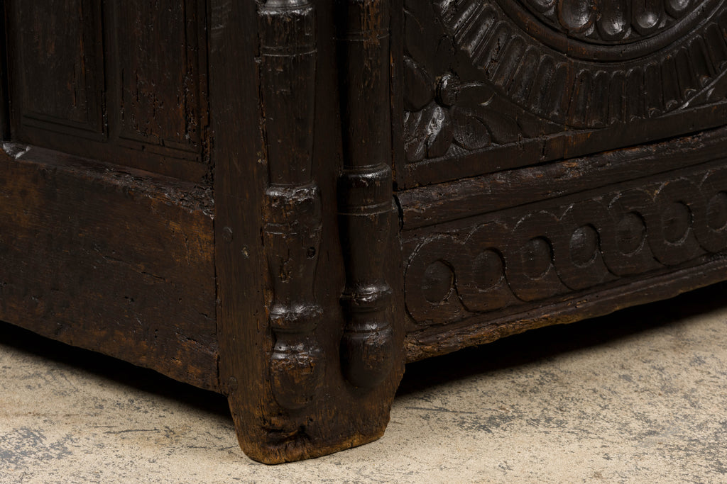 ON HOLD 18th Century French Renaissance Carved Oak Cupboard Buffet
