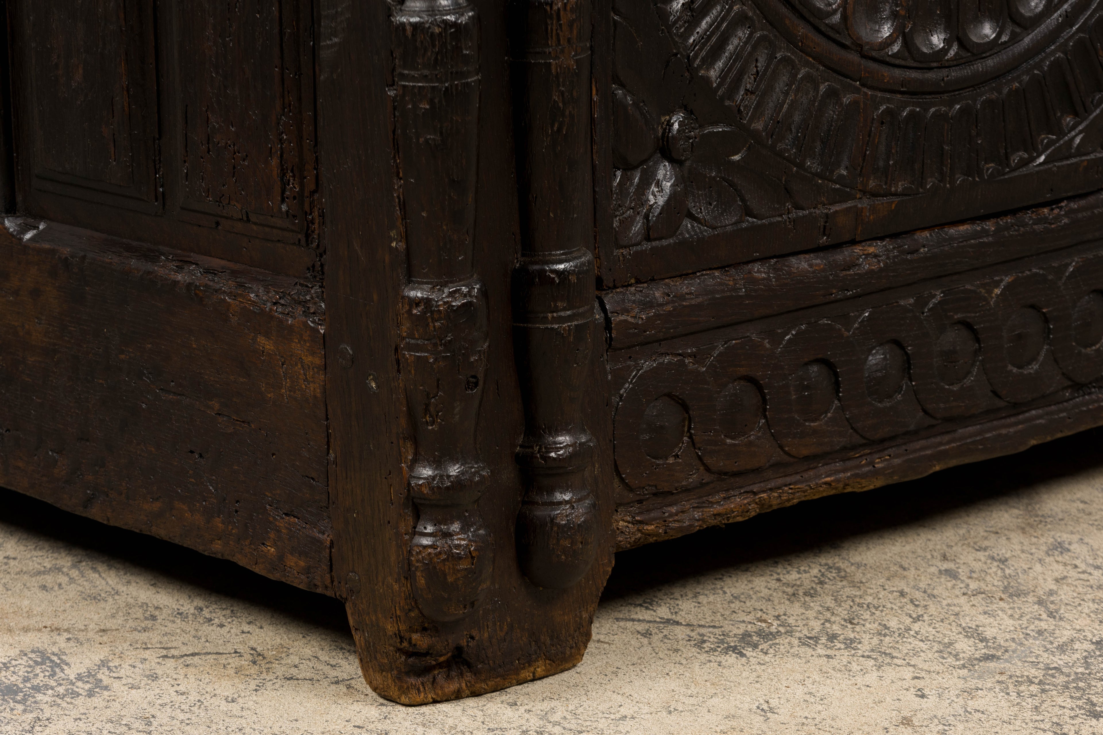 ON HOLD 18th Century French Renaissance Carved Oak Cupboard Buffet