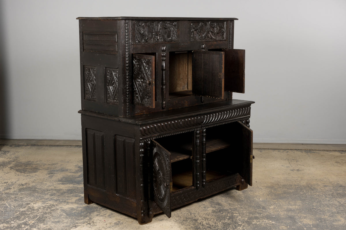 18th Century French Renaissance Carved Oak Cupboard Buffet