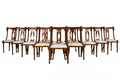 Napoleon III Style Faux Rope Mahogany Gondola Dining Chairs In Caspian Blue Stripe - Set of 12