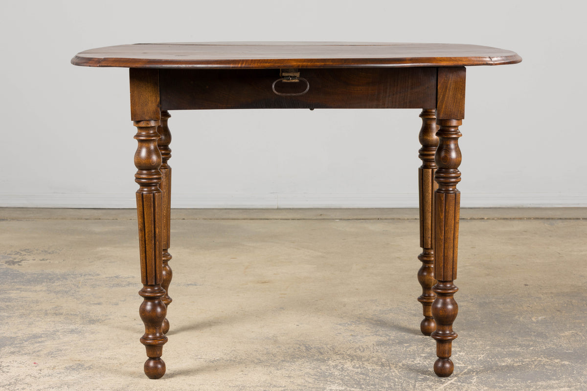 Antique Country French Provincial Maple Drop Leaf Table