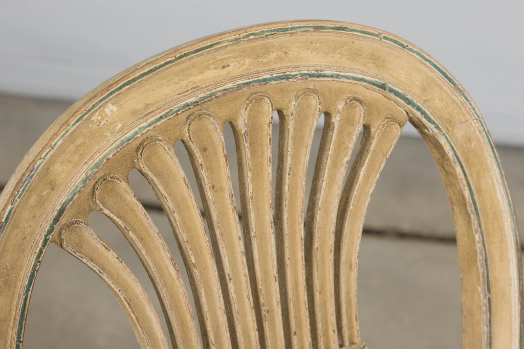 Antique French Louis XVI Style Lyre Back Painted Dining Chairs - Set of 6
