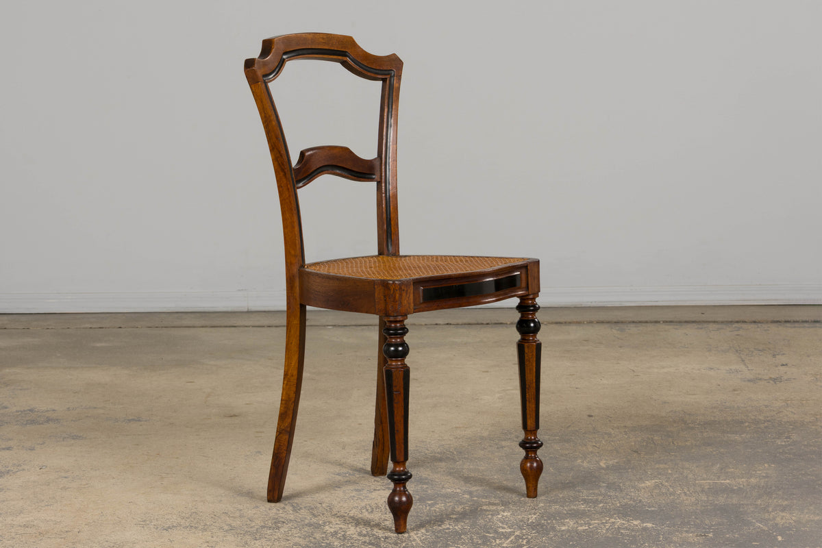 19th Century French Napoleon III Walnut Side Chairs W/ Cane Seats - A Pair