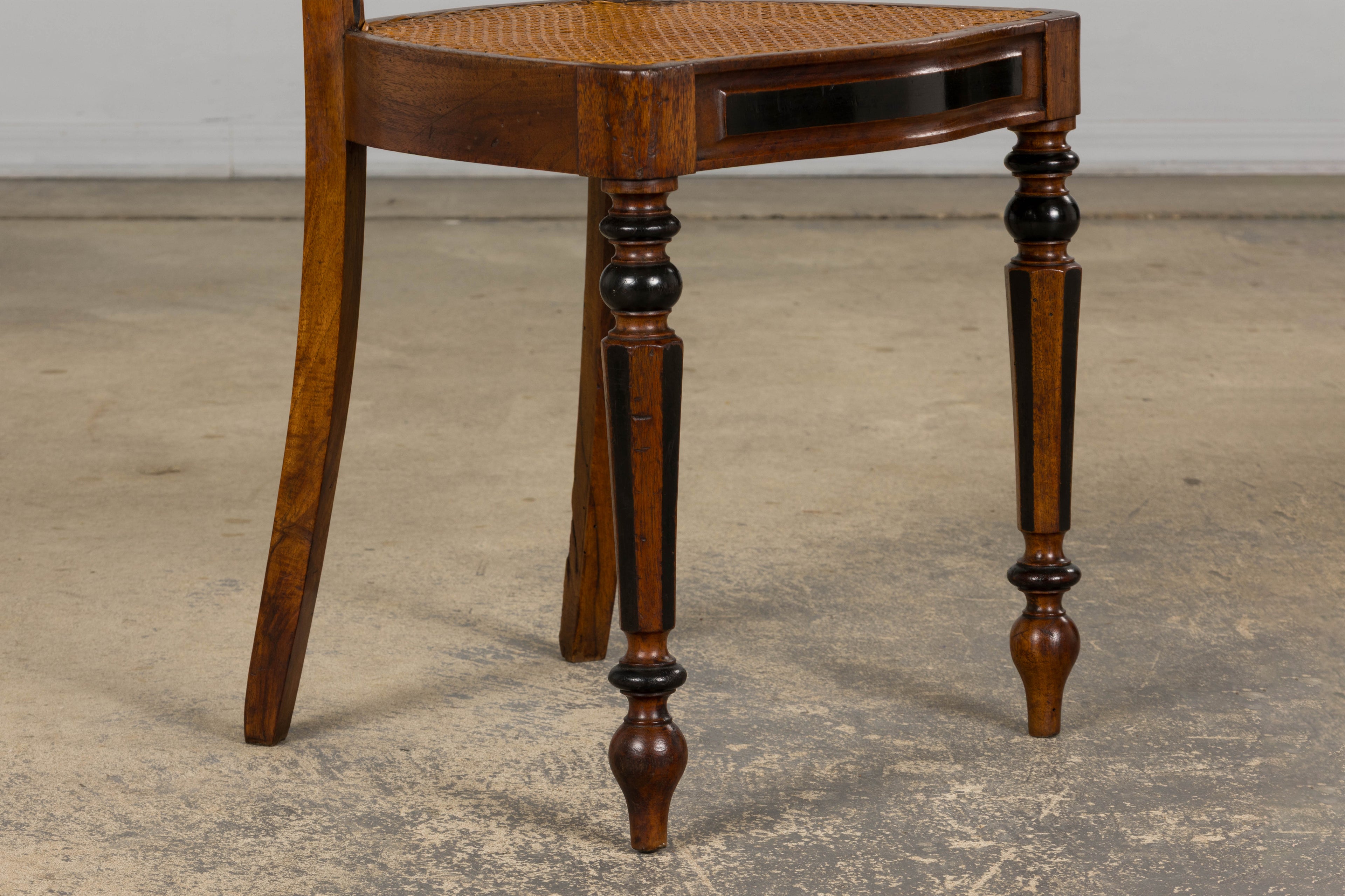19th Century French Napoleon III Walnut Side Chairs W/ Cane Seats - A Pair