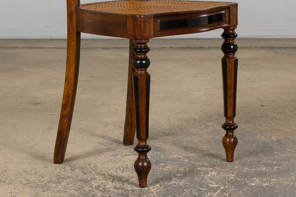 19th Century French Napoleon III Walnut Side Chairs W/ Cane Seats - A Pair