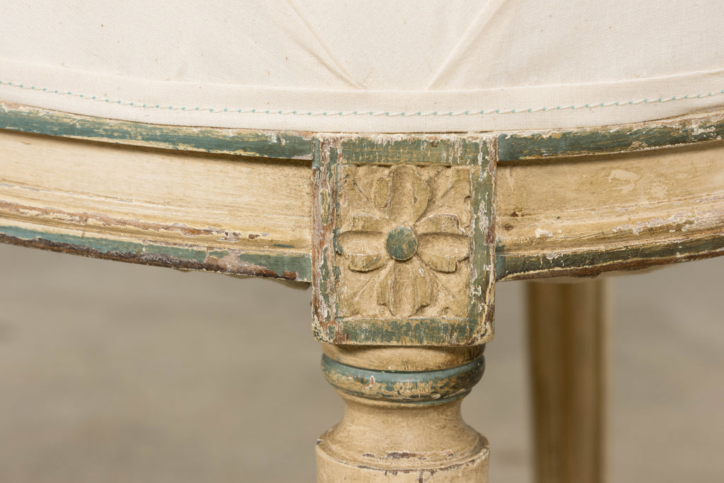 Antique French Louis XVI Style Lyre Back Painted Dining Chairs - Set of 6