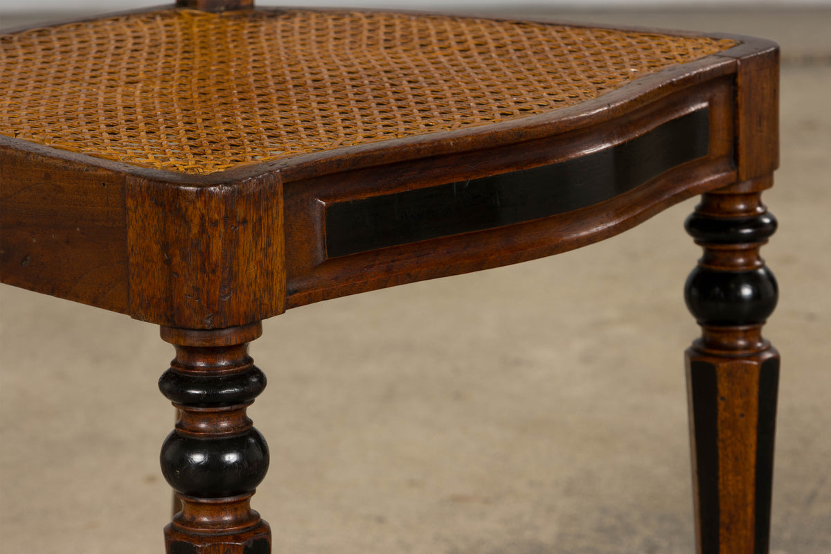 19th Century French Napoleon III Walnut Side Chairs W/ Cane Seats - A Pair
