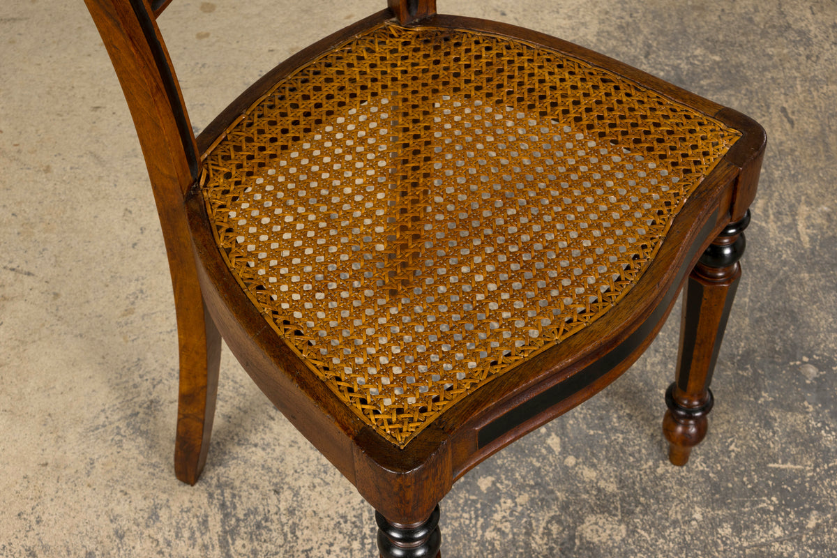 19th Century French Napoleon III Walnut Side Chairs W/ Cane Seats - A Pair