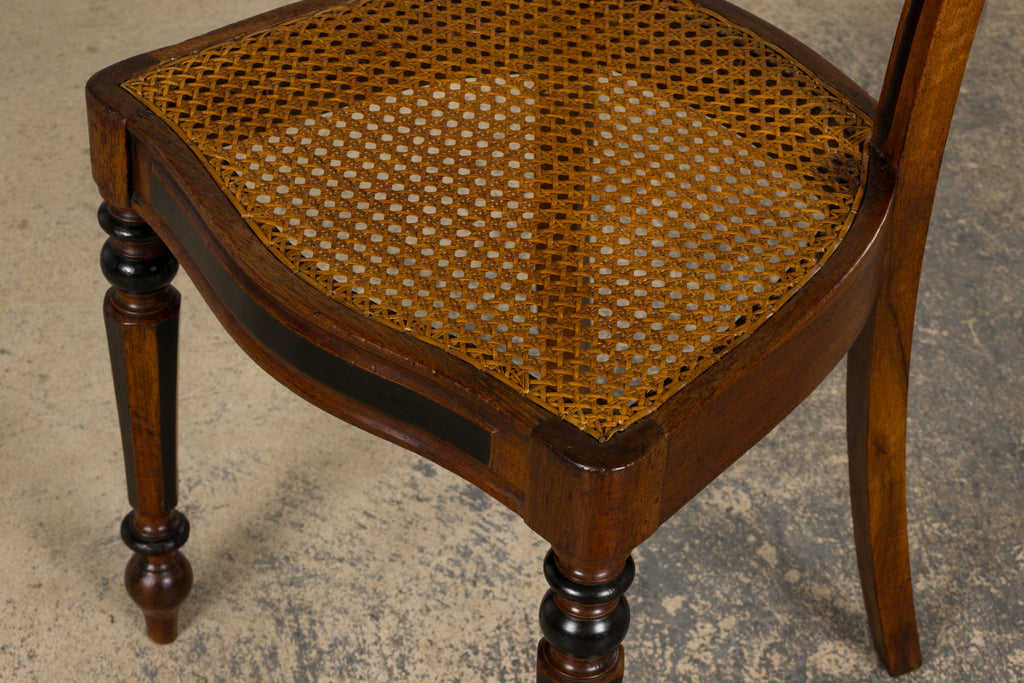 19th Century French Napoleon III Walnut Side Chairs W/ Cane Seats - A Pair