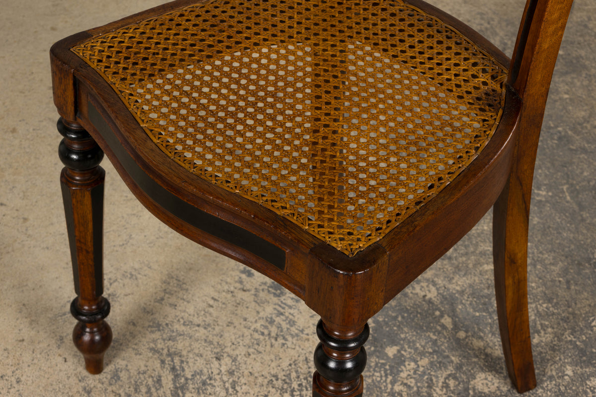 19th Century French Napoleon III Walnut Side Chairs W/ Cane Seats - A Pair