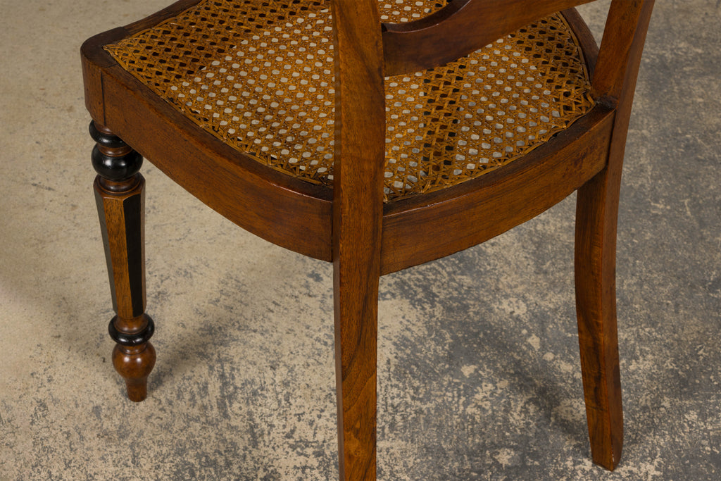 19th Century French Napoleon III Walnut Side Chairs W/ Cane Seats - A Pair