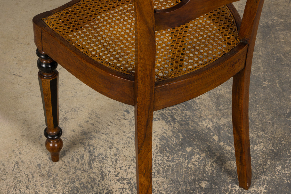 19th Century French Napoleon III Walnut Side Chairs W/ Cane Seats - A Pair