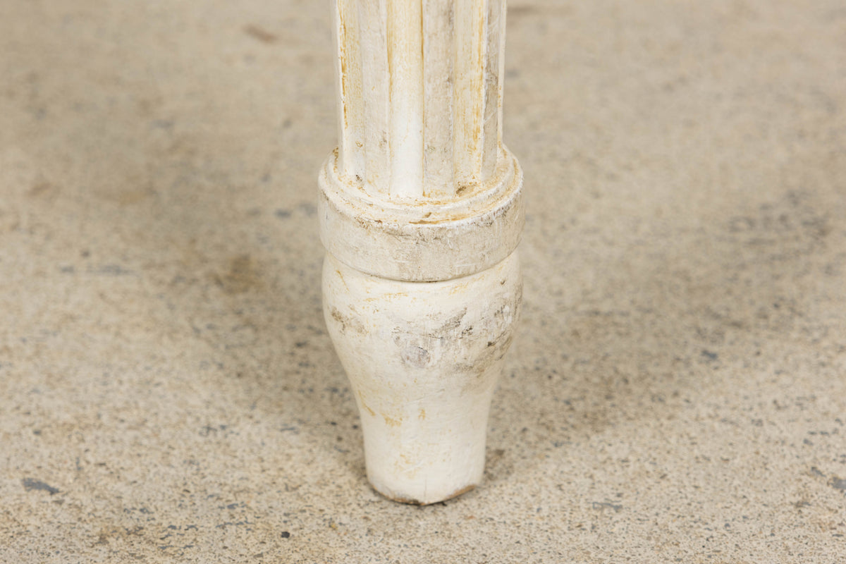 Antique French Louis XVI Style Painted Side Chairs W/ Green Geometric Velvet  – A Pair