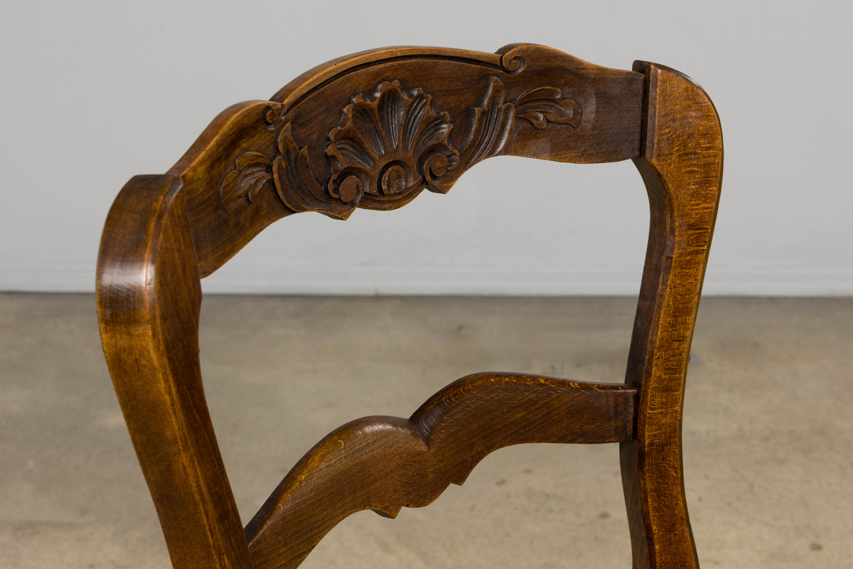 French Louis XV Style Provincial Maple Side Chairs W/ Rush Seats - A Pair