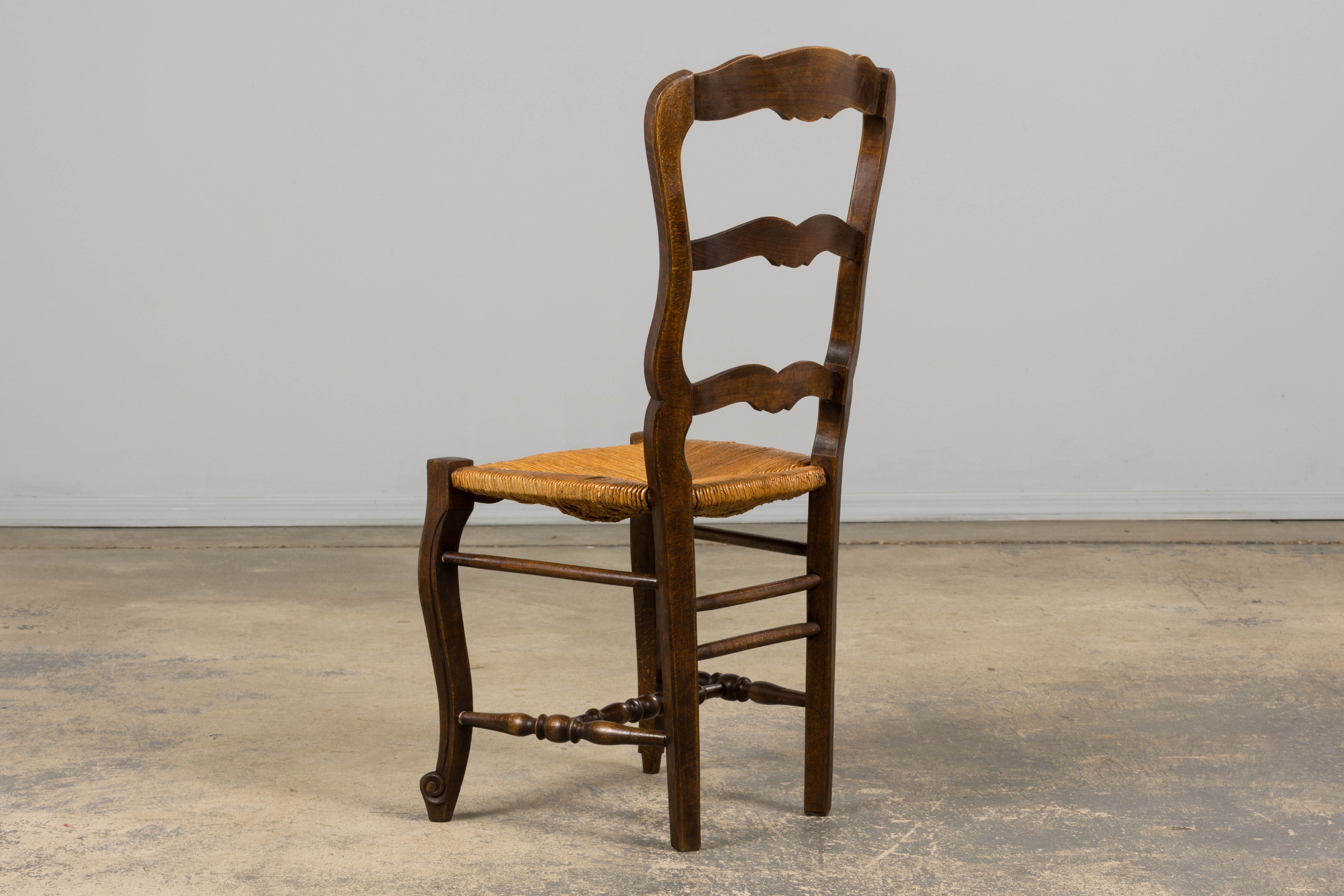 French Louis XV Style Provincial Maple Side Chairs W/ Rush Seats - A Pair