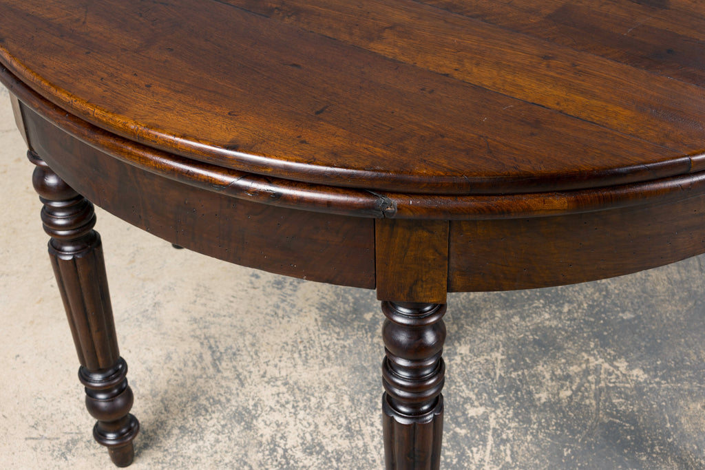 19th Century French Louis Philippe Style Demilune Walnut Folding Console Table