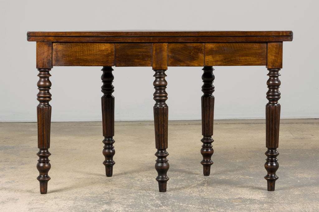 19th Century French Louis Philippe Style Demilune Walnut Folding Console Table