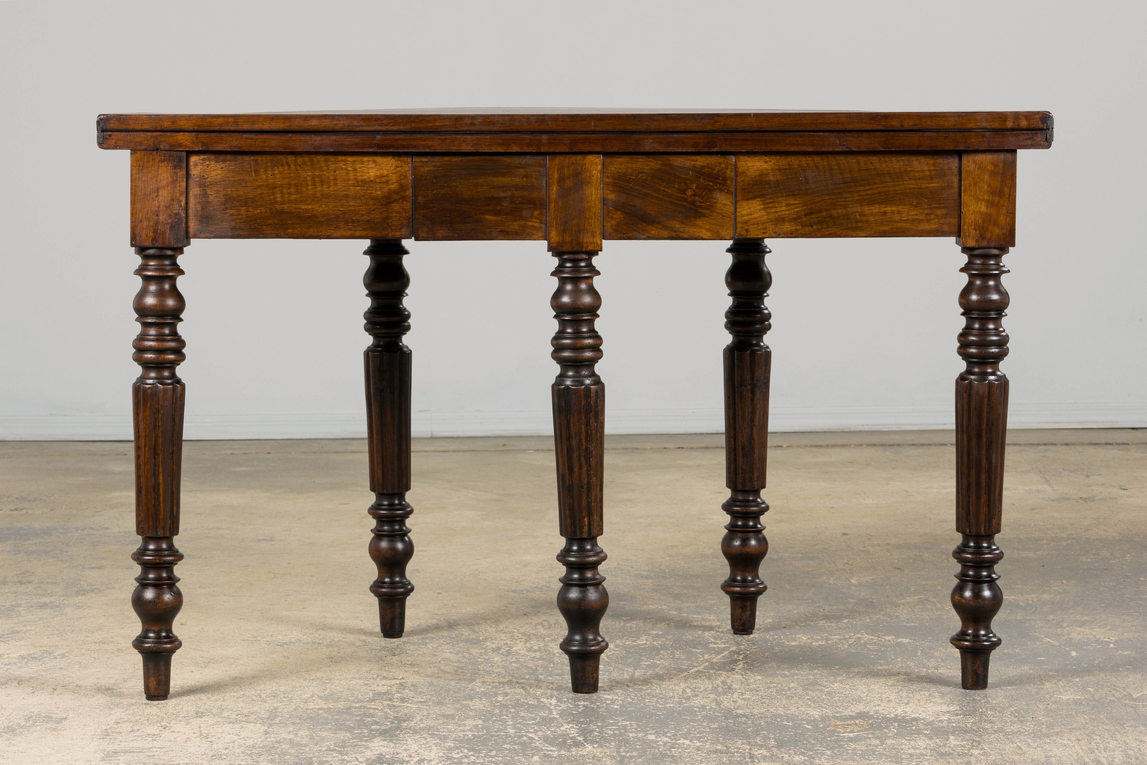 19th Century French Louis Philippe Style Demilune Walnut Folding Console Table