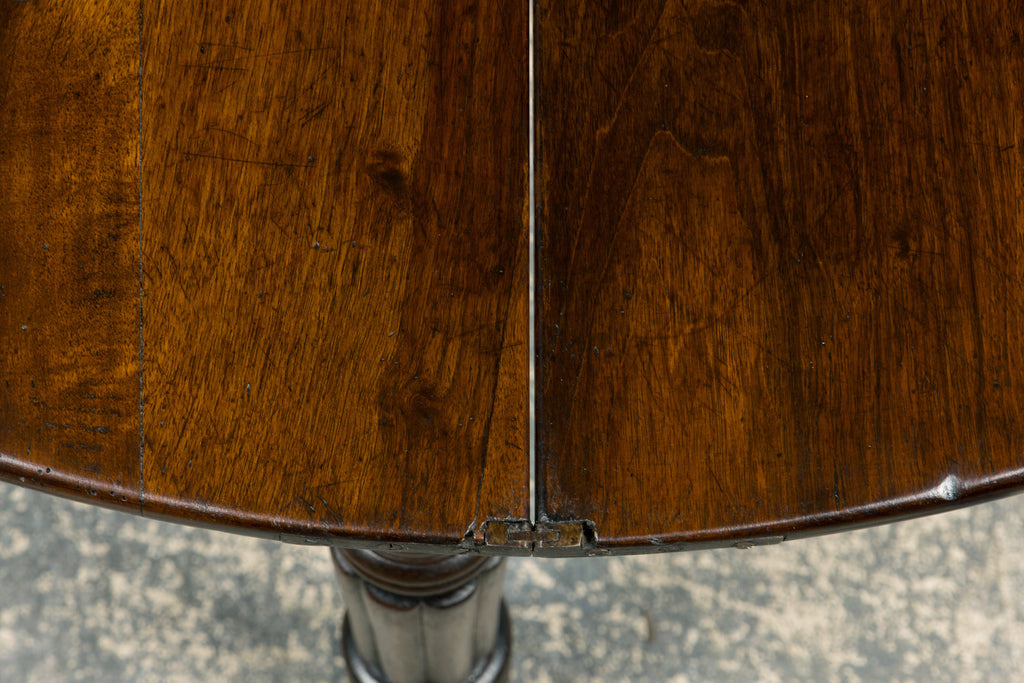 19th Century French Louis Philippe Style Demilune Walnut Folding Console Table