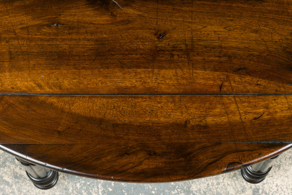 19th Century French Louis Philippe Style Demilune Walnut Folding Console Table