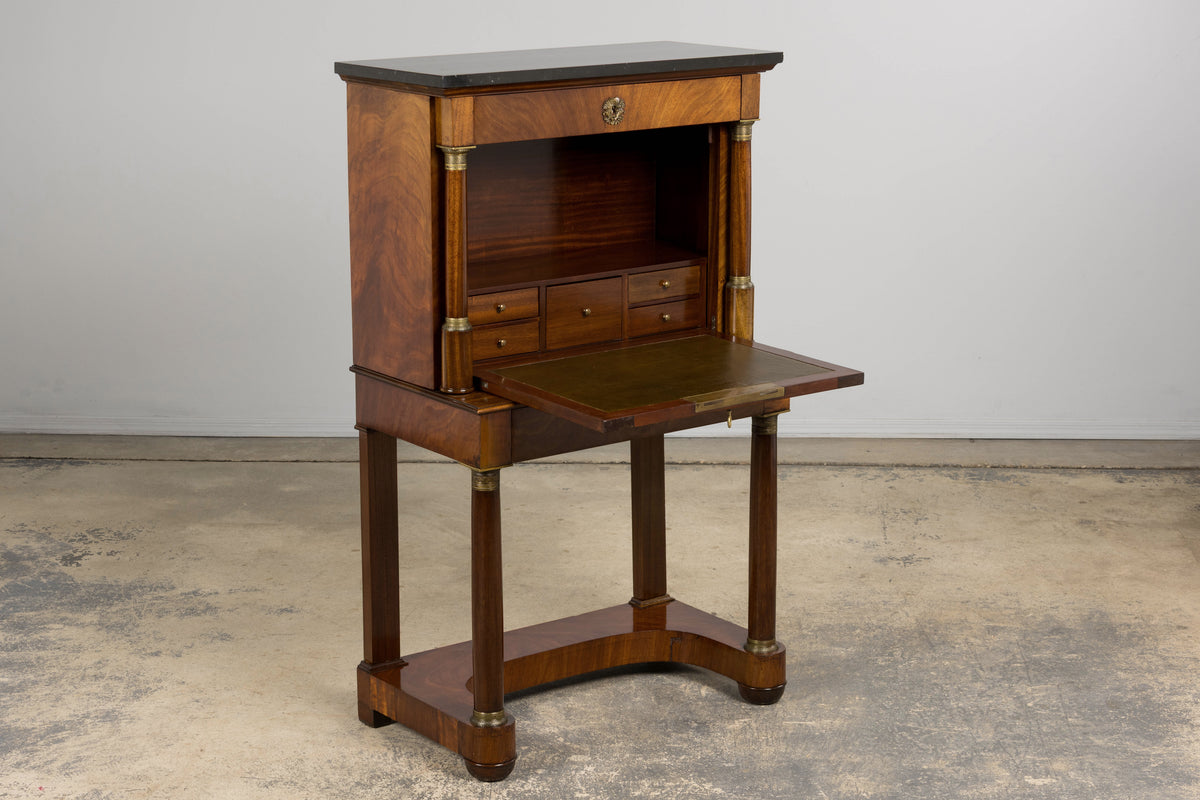 Early 19th Century French Empire Mahogany Secretary W/ Mirror