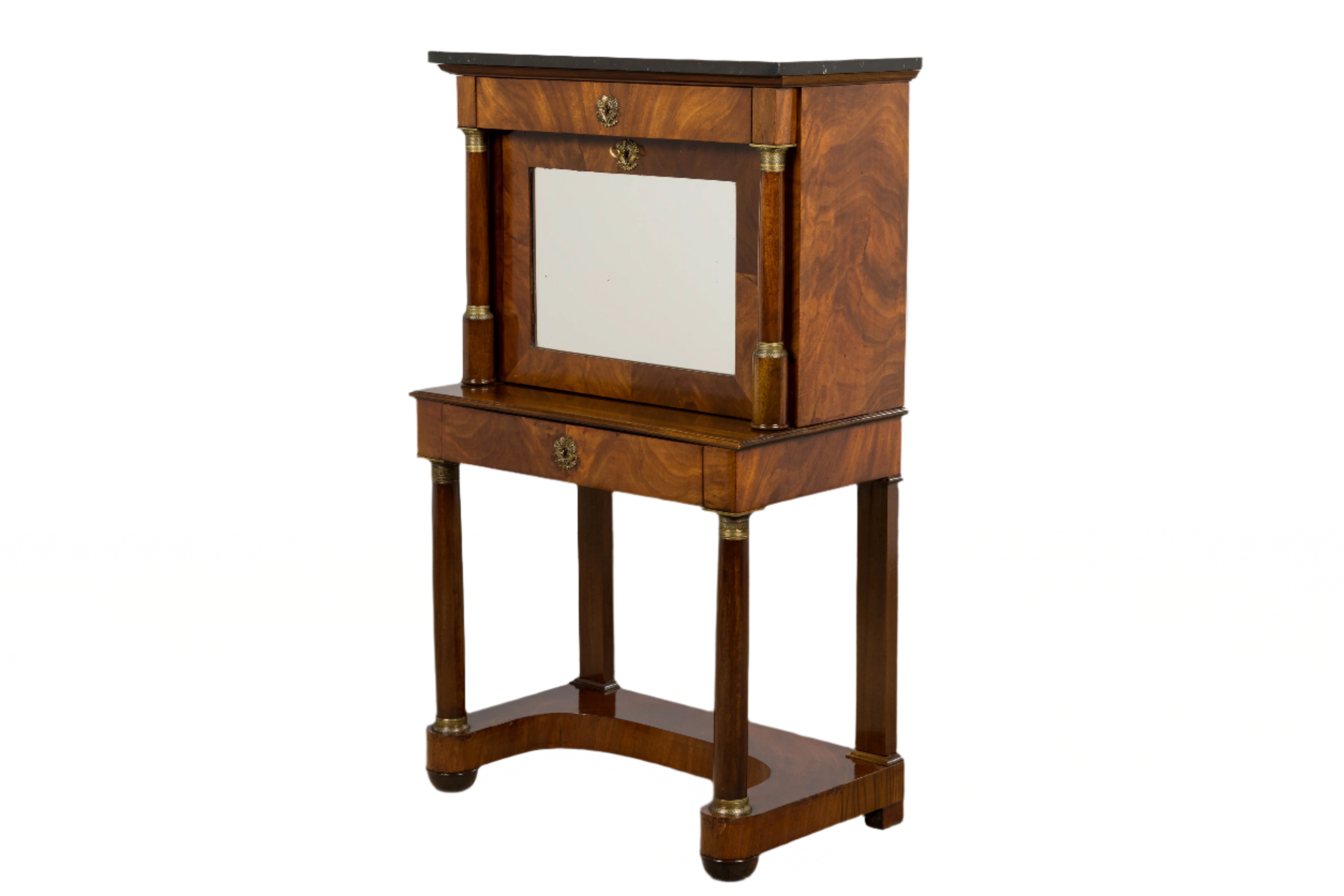 Early 19th Century French Empire Mahogany Secretary W/ Mirror