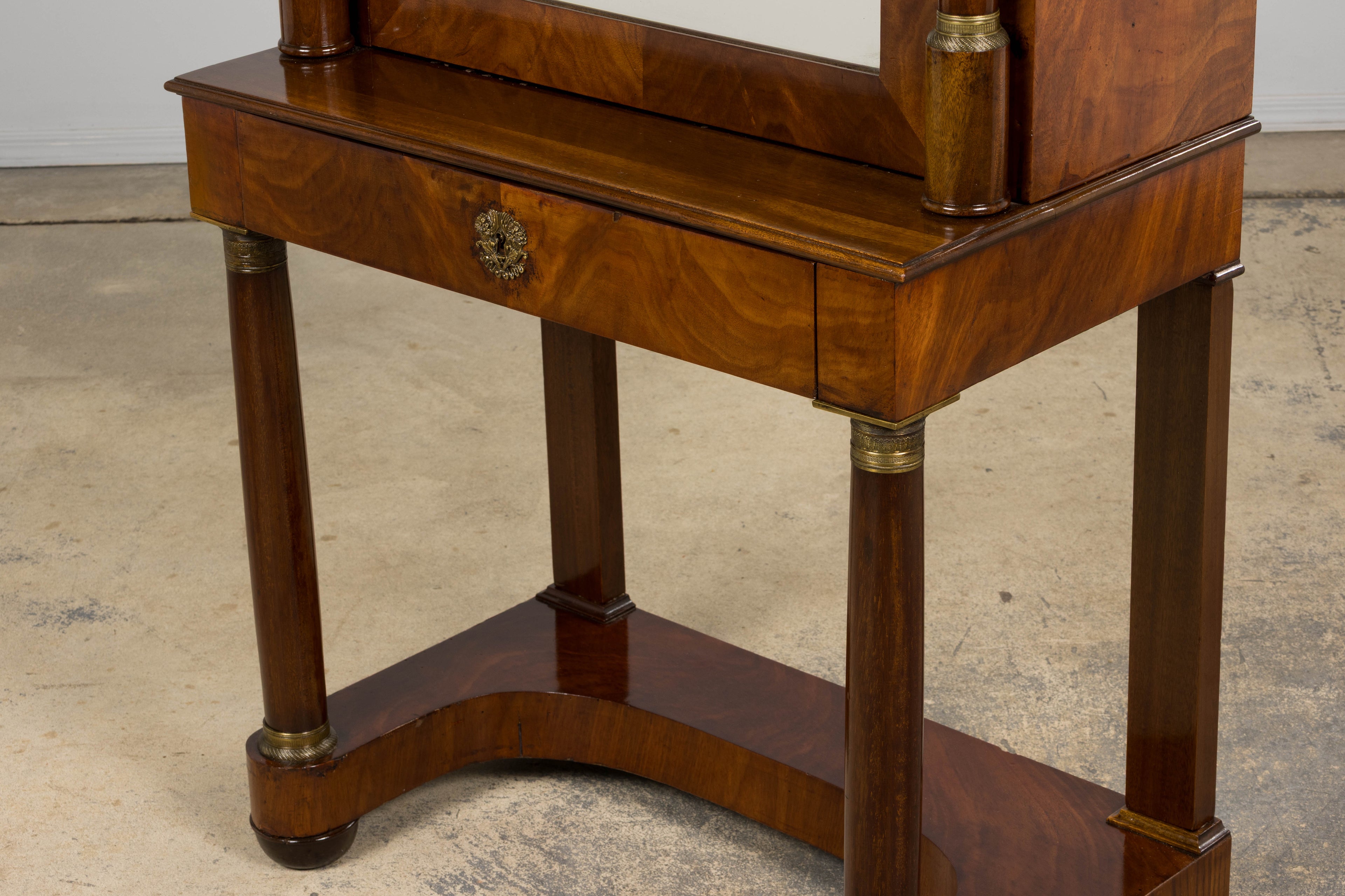 Early 19th Century French Empire Mahogany Secretary W/ Mirror