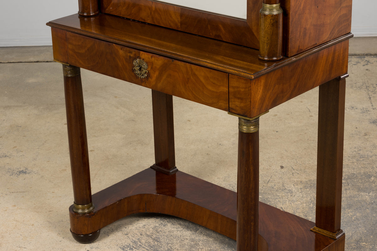 Early 19th Century French Empire Mahogany Secretary W/ Mirror