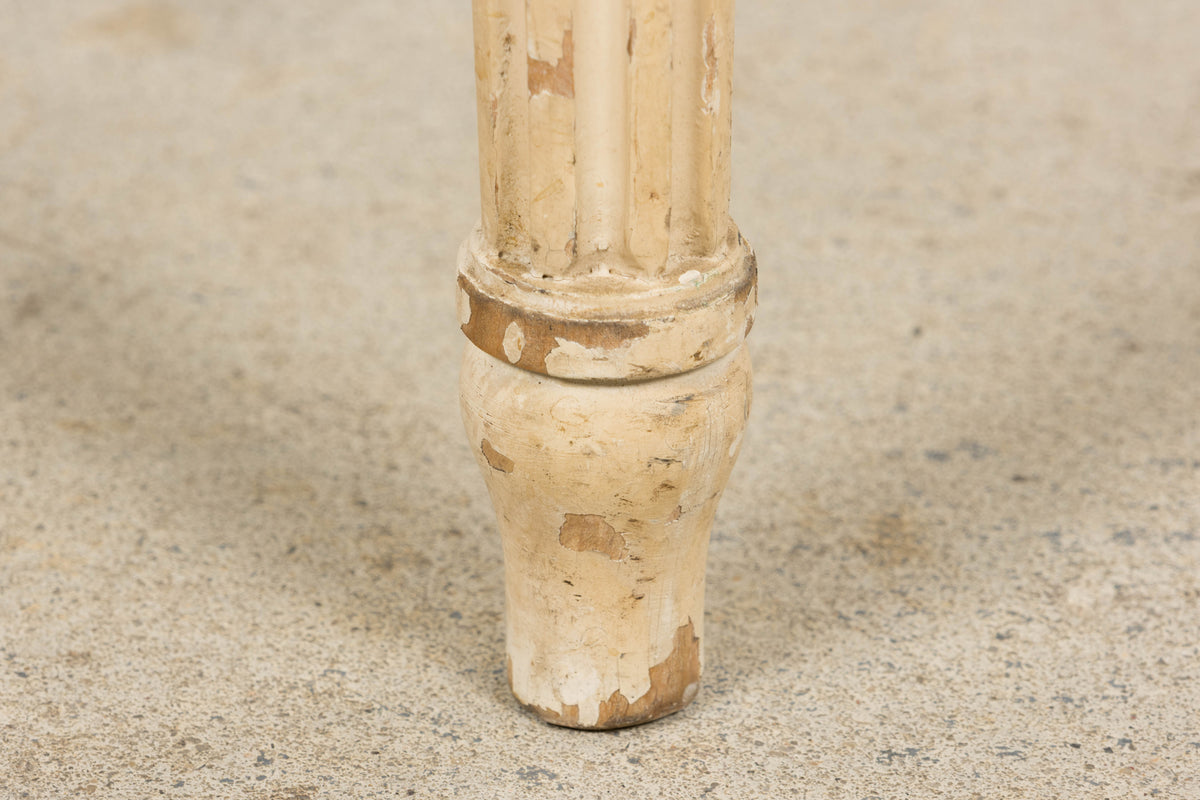 Antique French Louis XVI Style Painted Dining Chairs in Olive Green Leather - Set of 8