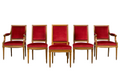 French Louis XVI Style Dining Chairs W/ Red Velvet - Set of 6