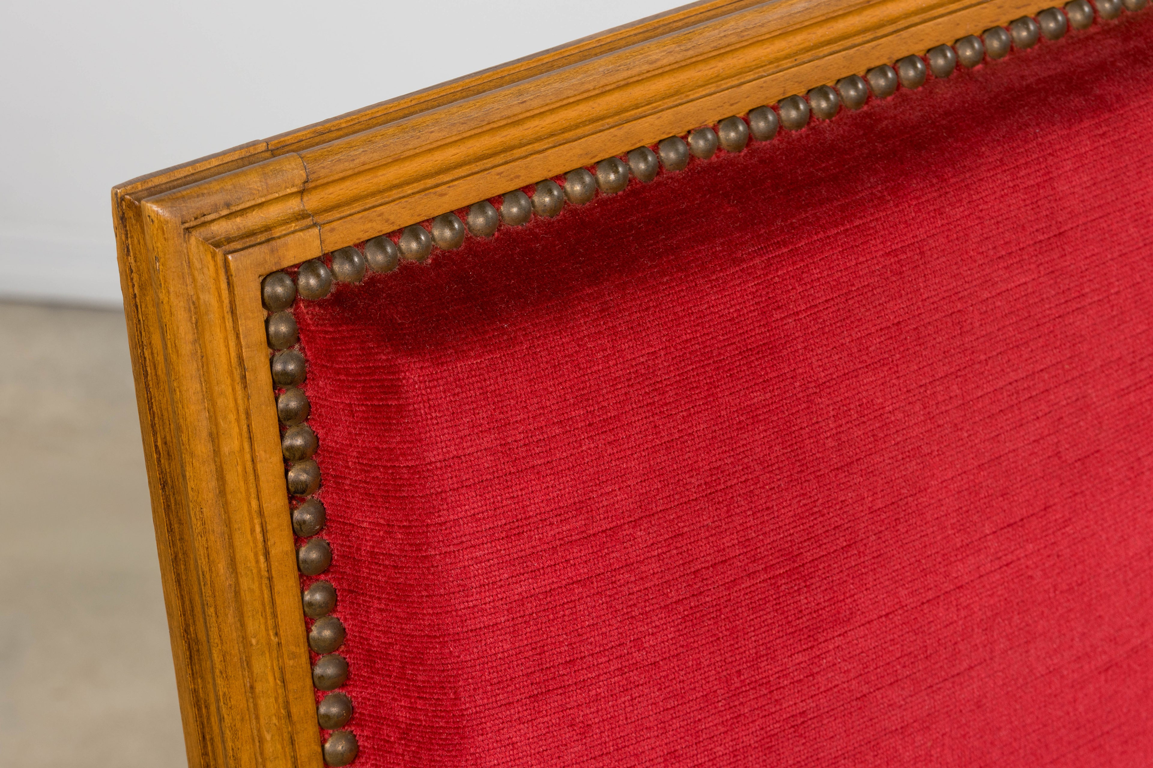 French Louis XVI Style Dining Chairs W/ Red Velvet - Set of 6