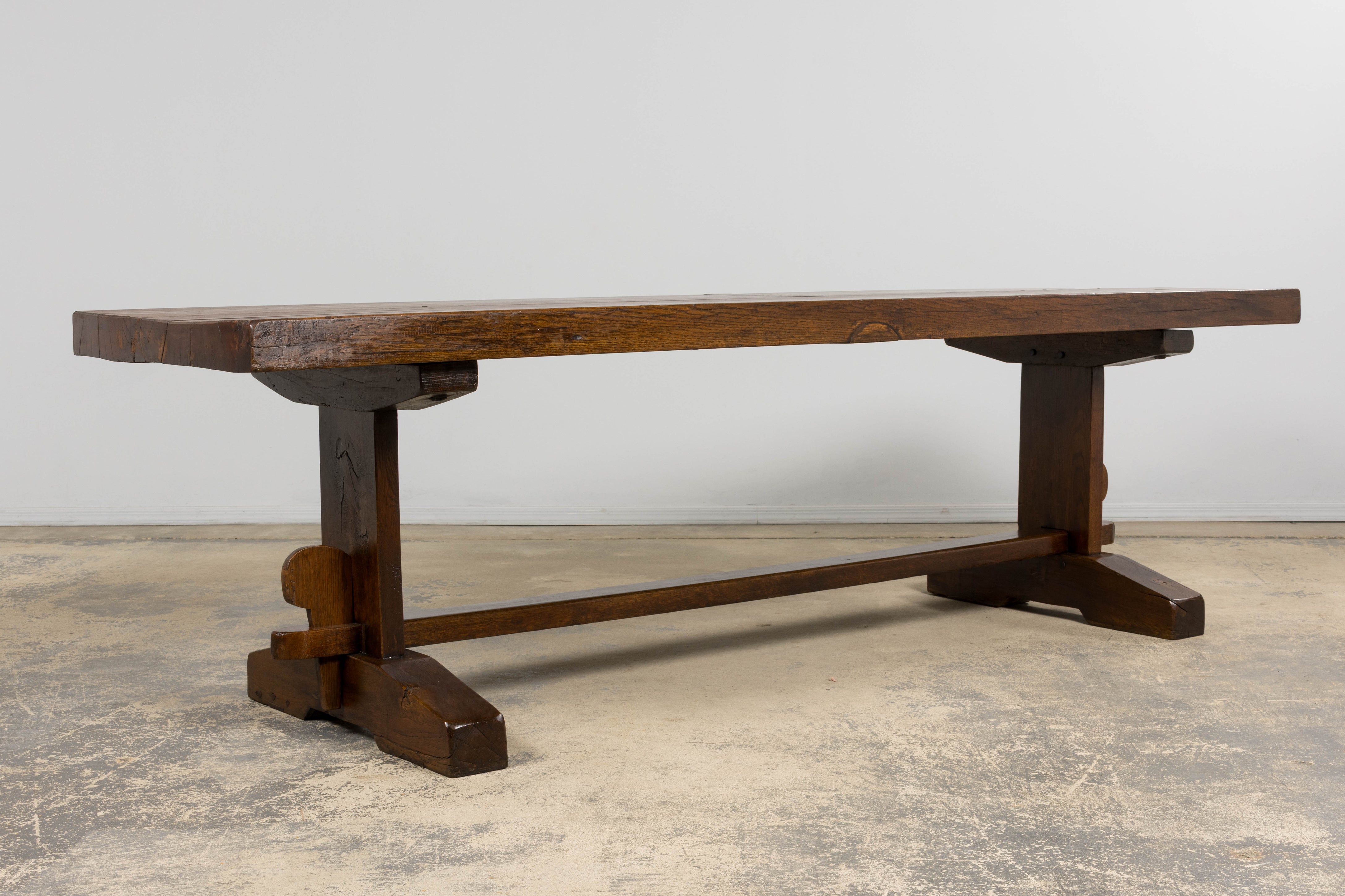 18th Century French Monastery Oak Trestle Dining Table
