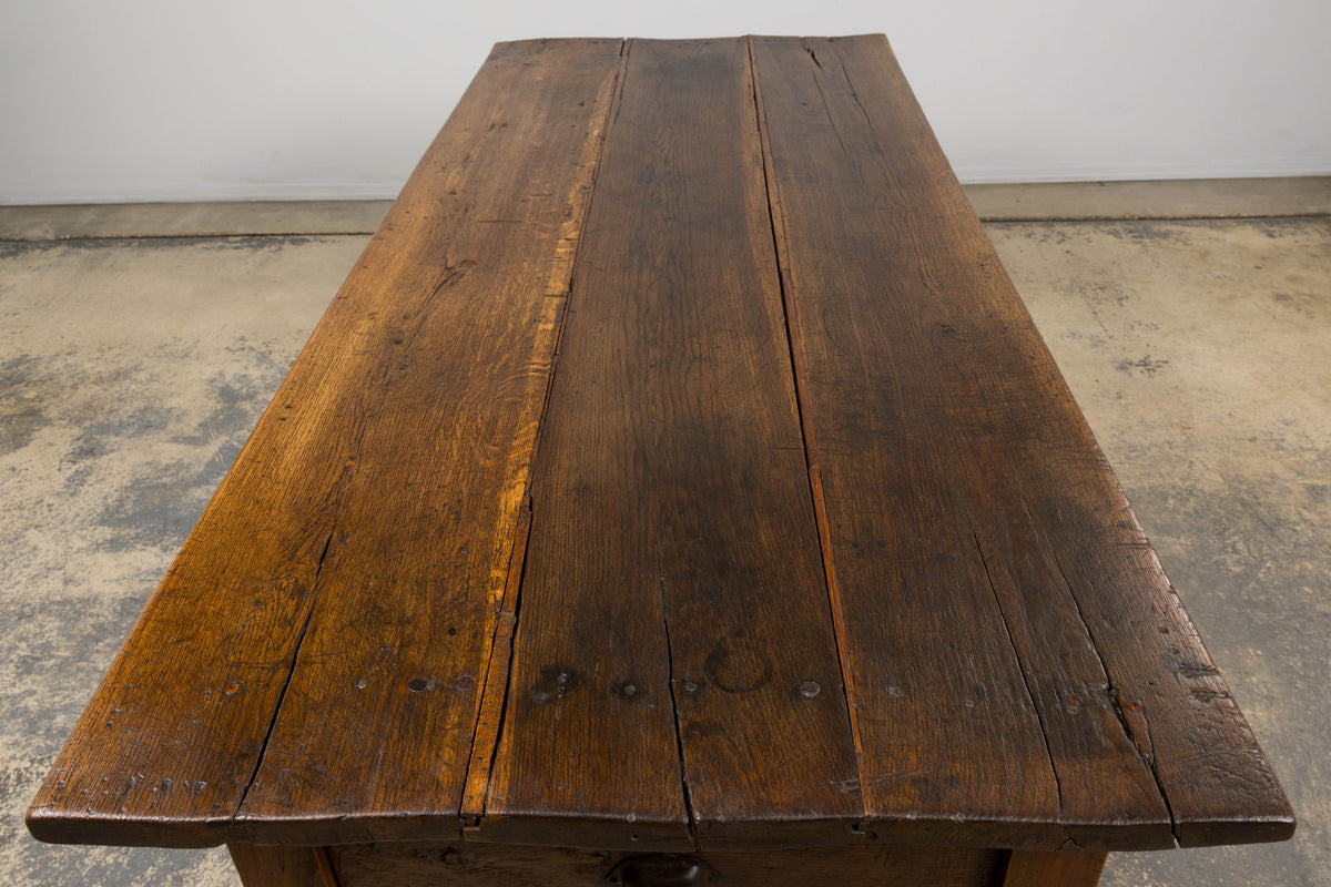 Early 19th Century Country French Farmhouse Oak Kitchen Table
