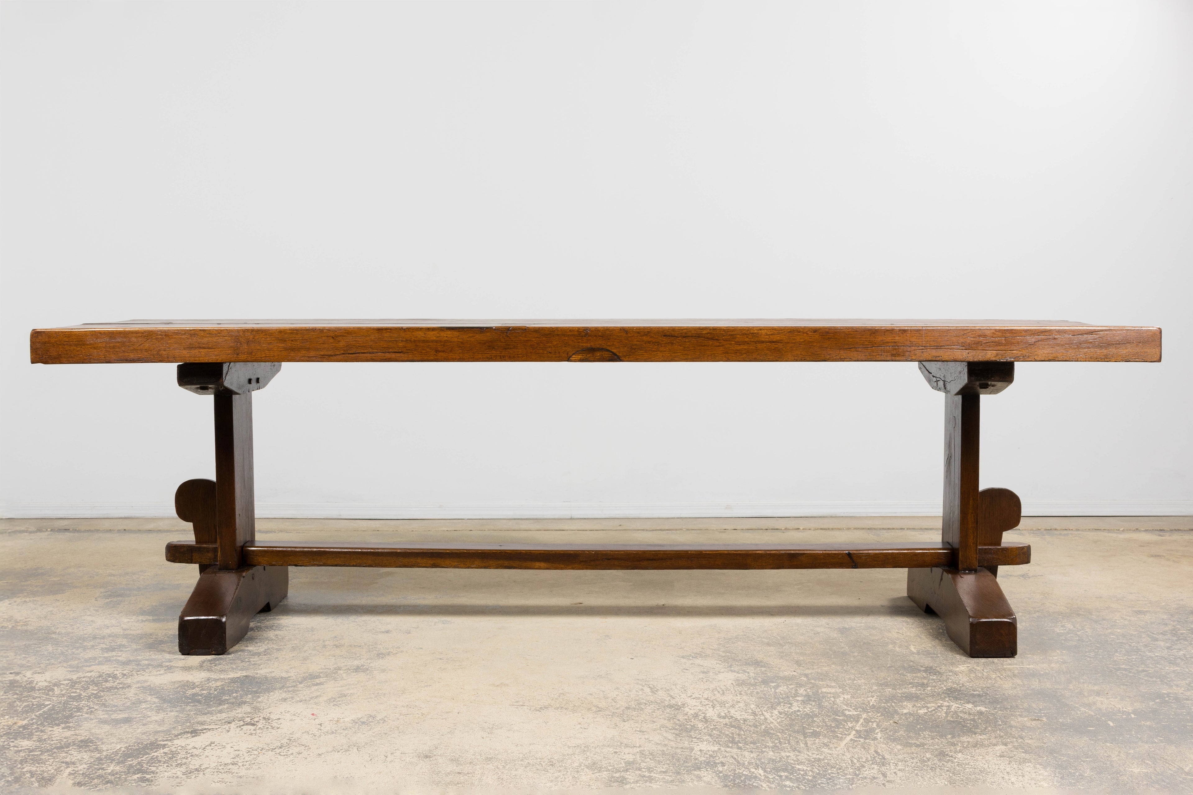 18th Century French Monastery Oak Trestle Dining Table